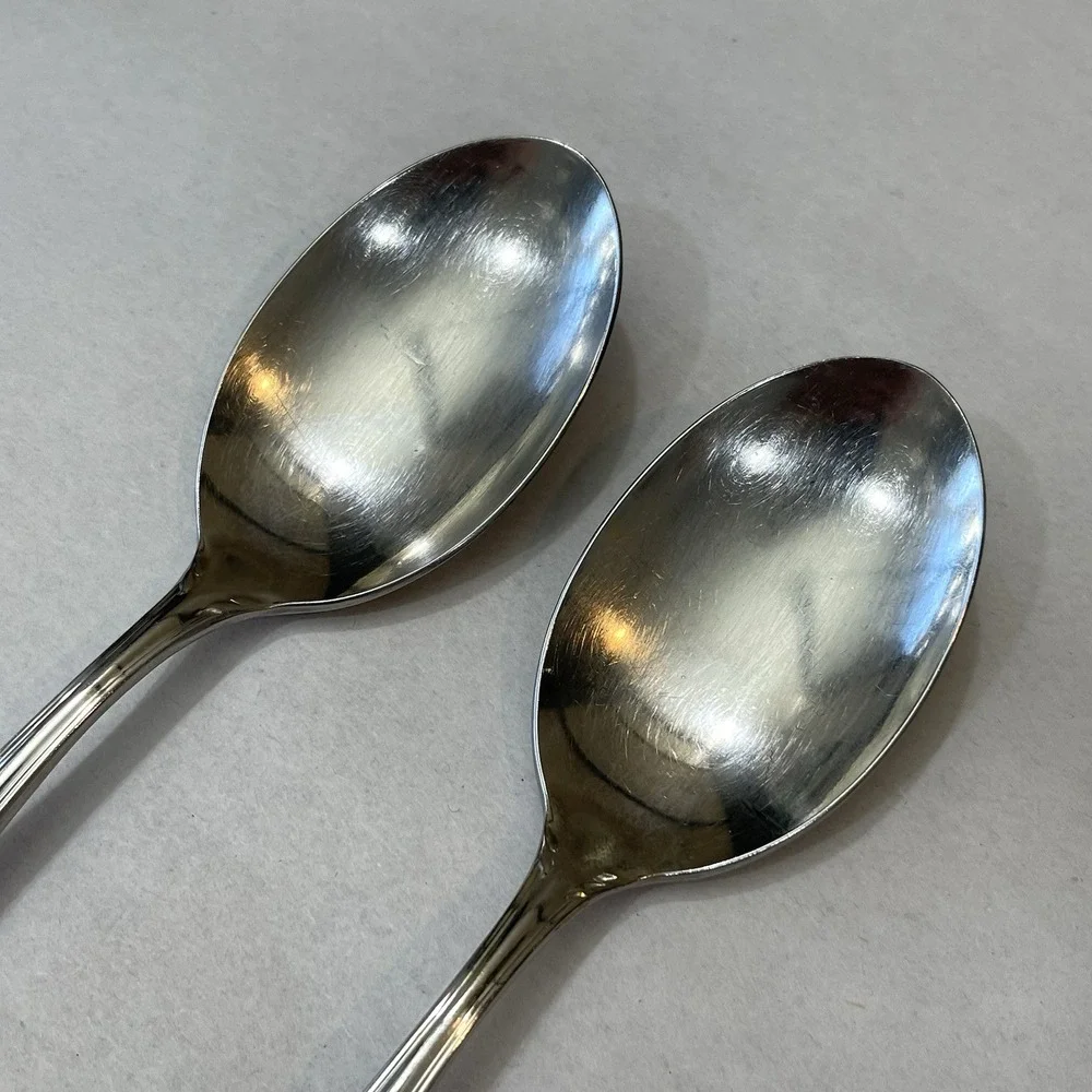 2 Insico International Silver Stainless Serving Spoon Victorian Charm Embassador